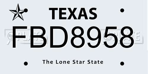 FBD8958 Texas License Plate