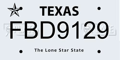 FBD9129 Texas License Plate