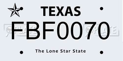 FBF0070 Texas License Plate