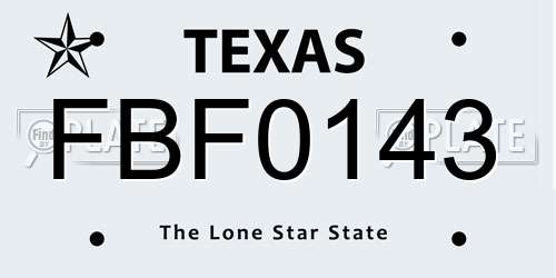 FBF0143 Texas License Plate