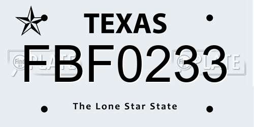 FBF0233 Texas License Plate