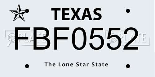 FBF0552 Texas License Plate