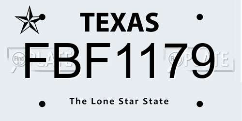 FBF1179 Texas License Plate