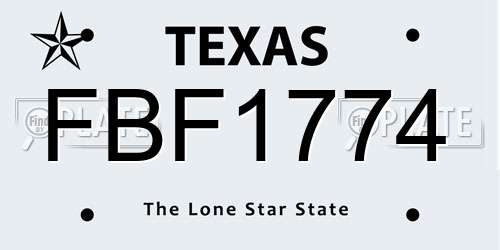 FBF1774 Texas License Plate