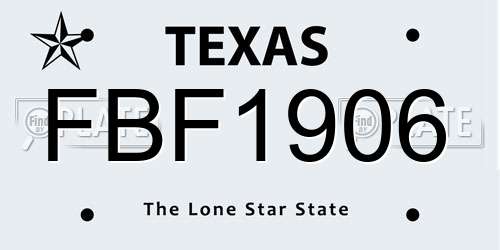FBF1906 Texas License Plate