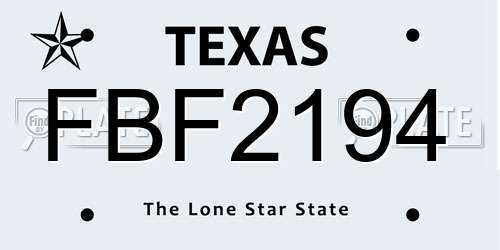 FBF2194 Texas License Plate