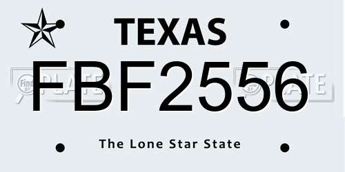 FBF2556 Texas License Plate