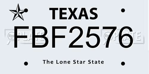 FBF2576 Texas License Plate