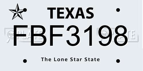FBF3198 Texas License Plate