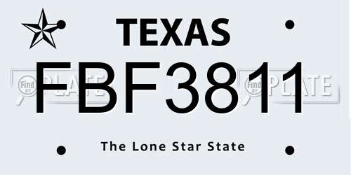 FBF3811 Texas License Plate