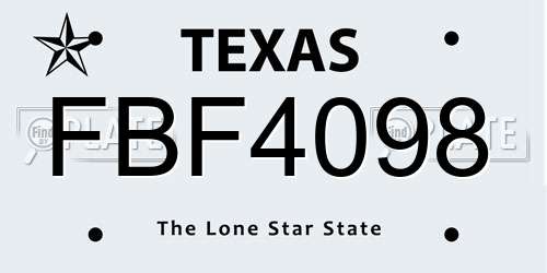 FBF4098 Texas License Plate