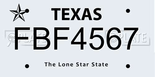 FBF4567 Texas License Plate