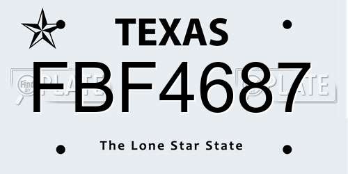 FBF4687 Texas License Plate