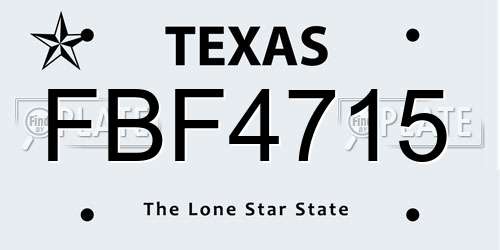 FBF4715 Texas License Plate