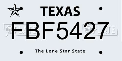 FBF5427 Texas License Plate