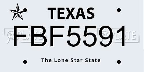 FBF5591 Texas License Plate