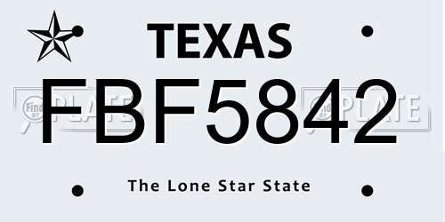 FBF5842 Texas License Plate