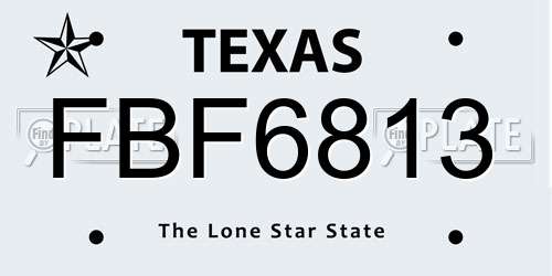 FBF6813 Texas License Plate