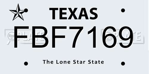 FBF7169 Texas License Plate