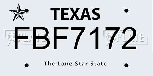 FBF7172 Texas License Plate