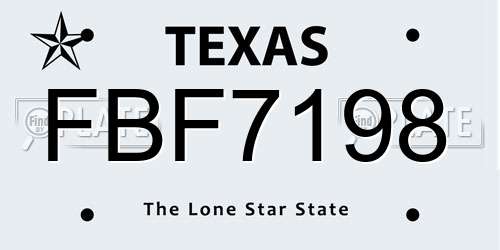 FBF7198 Texas License Plate