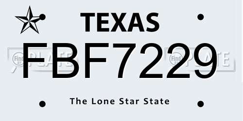FBF7229 Texas License Plate