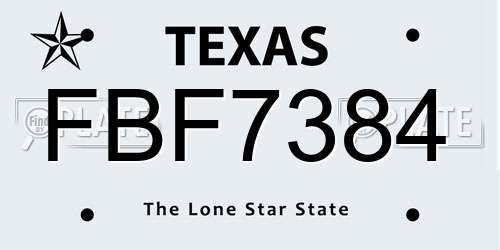FBF7384 Texas License Plate