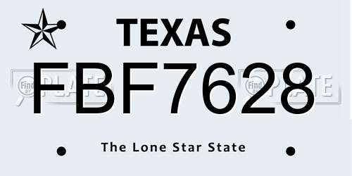 FBF7628 Texas License Plate