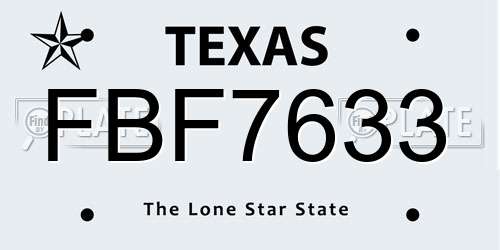 FBF7633 Texas License Plate
