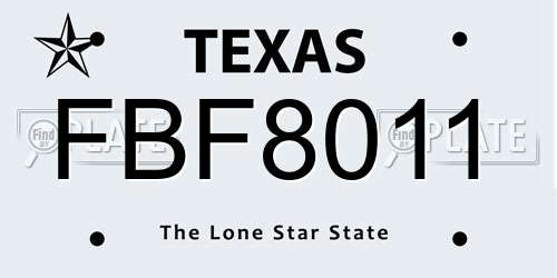 FBF8011 Texas License Plate