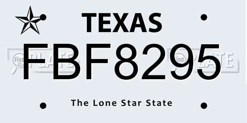 FBF8295 Texas License Plate