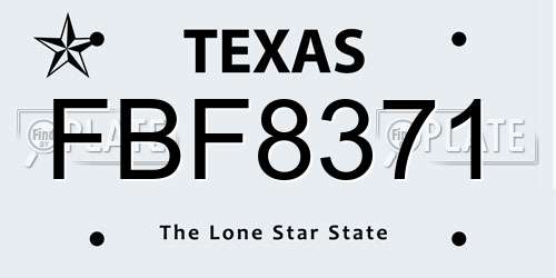 FBF8371 Texas License Plate