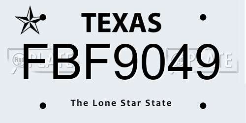 FBF9049 Texas License Plate