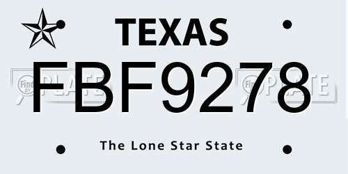 FBF9278 Texas License Plate