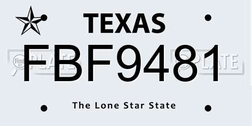 FBF9481 Texas License Plate