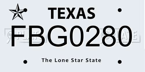FBG0280 Texas License Plate