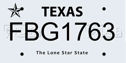 FBG1763 Texas License Plate