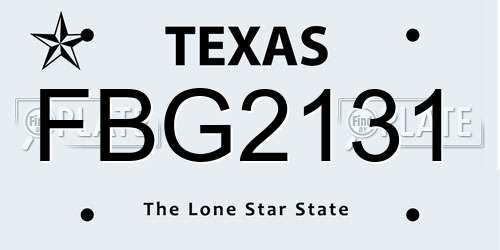 FBG2131 Texas License Plate