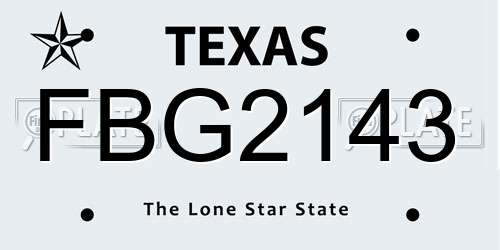 FBG2143 Texas License Plate