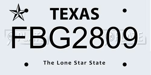 FBG2809 Texas License Plate
