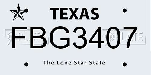 FBG3407 Texas License Plate