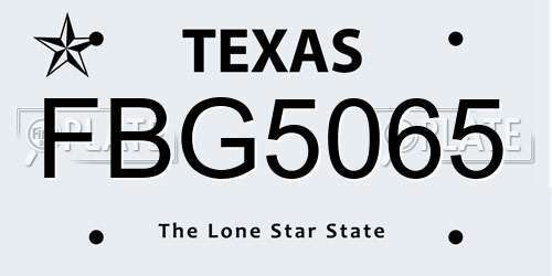 FBG5065 Texas License Plate