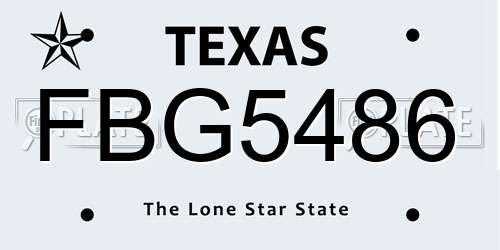 FBG5486 Texas License Plate