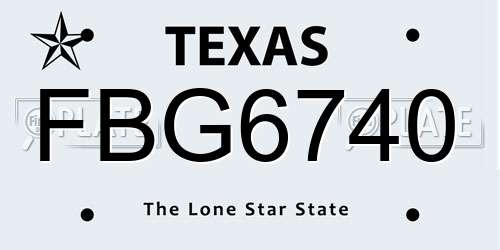 FBG6740 Texas License Plate