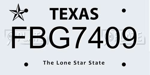 FBG7409 Texas License Plate