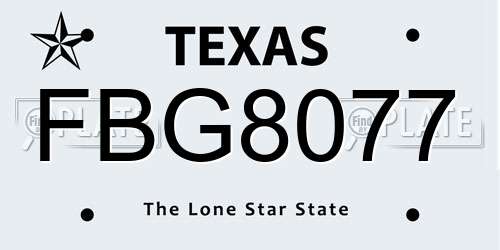 FBG8077 Texas License Plate
