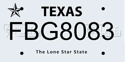FBG8083 Texas License Plate