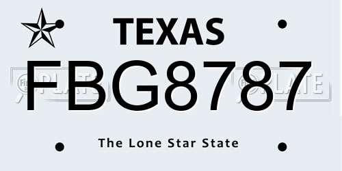 FBG8787 Texas License Plate
