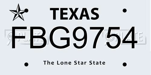 FBG9754 Texas License Plate