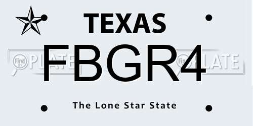 FBGR4 Texas License Plate